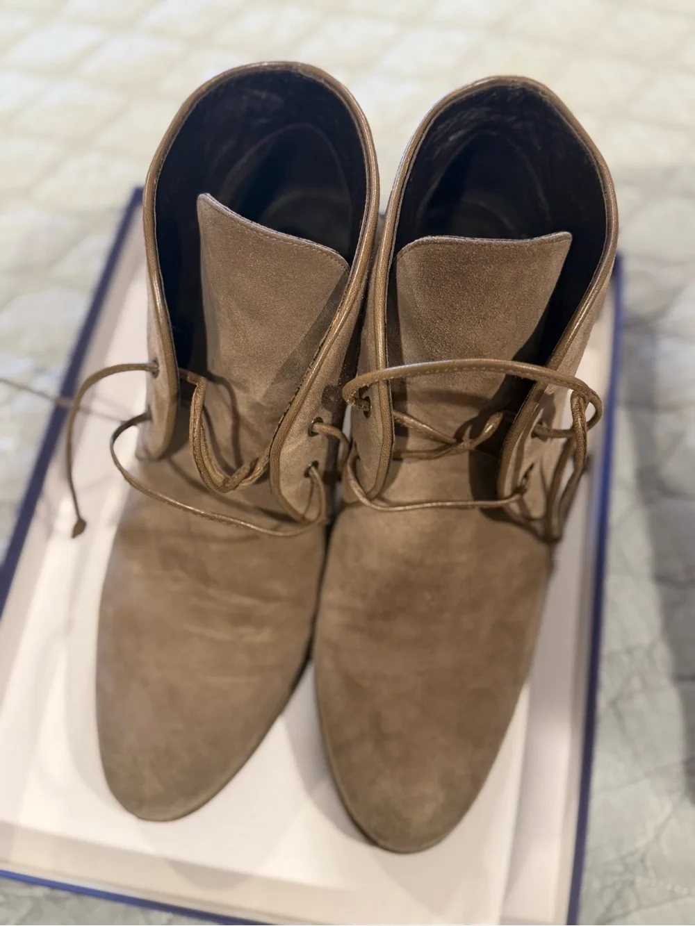 Stuart Weitzman Taupe Suede Ankle Boots